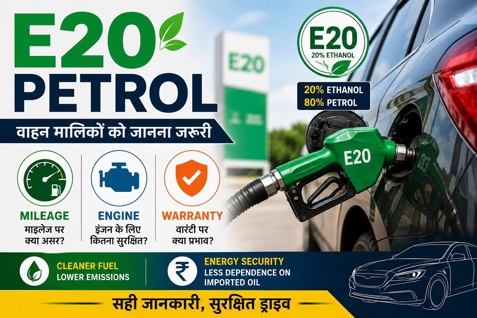 E20 पेट्रोल पर नई बहस: वाहन मालिकों को किन बातों का ध्यान रखना चाहिए?