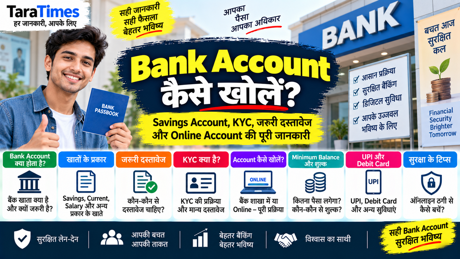 Bank Account कैसे खोलें? Savings Account, जरूरी दस्तावेज, KYC और Online Account की पूरी जानकारी