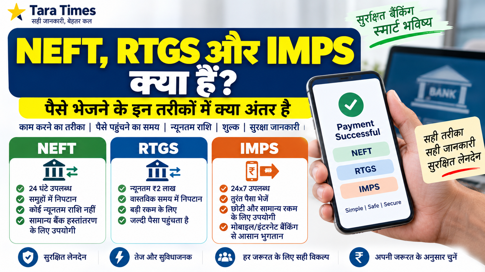 NEFT, RTGS और IMPS क्या हैं? पैसे भेजने के इन तरीकों में क्या अंतर है