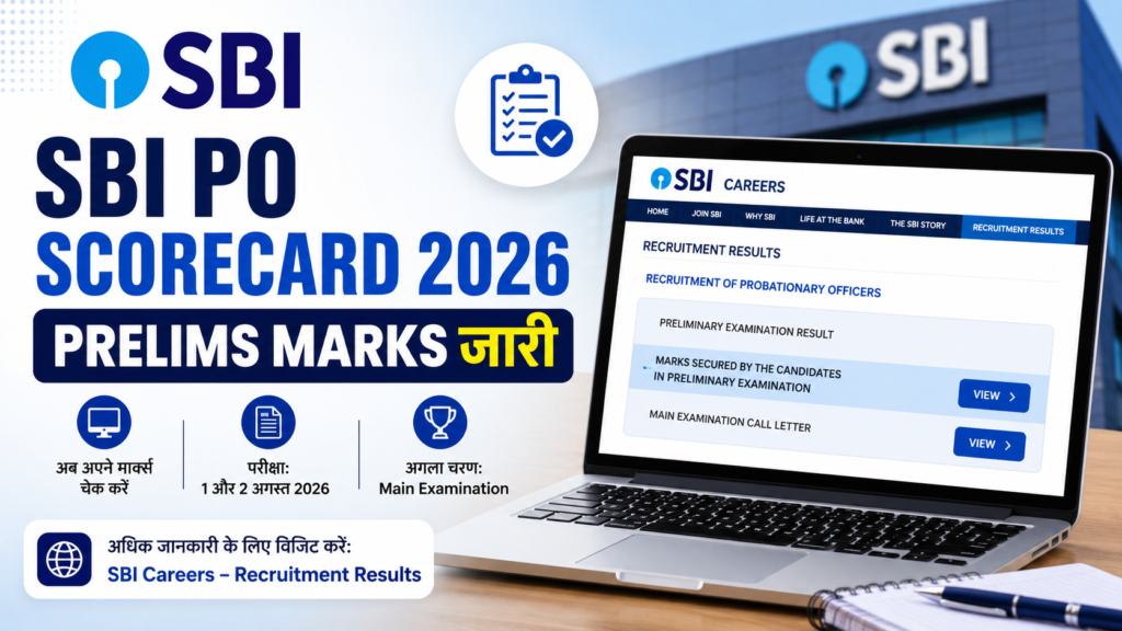 SBI PO Scorecard 2026 Prelims Marks
