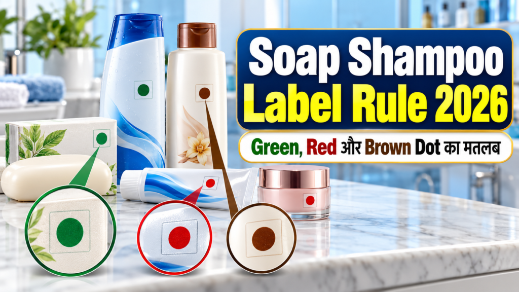 Soap Shampoo Veg Non-Veg Label Rule 2026 में Green Red और Brown Dot का मतलब