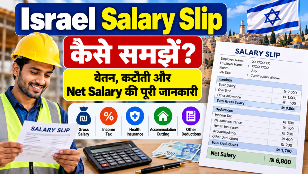 Israel Salary Slip में Gross Salary, Net Salary और कटौती