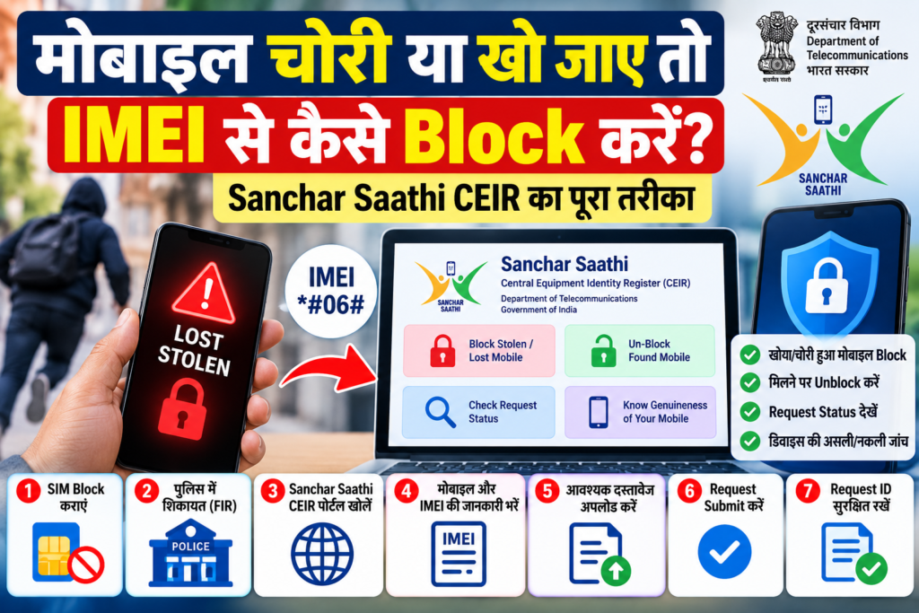 मोबाइल चोरी होने पर IMEI Block कैसे करें CEIR