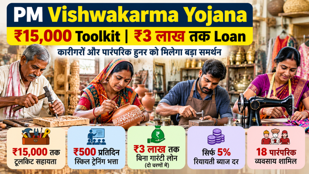 PM Vishwakarma Yojana में ₹15000 टूलकिट और ₹3 लाख लोन