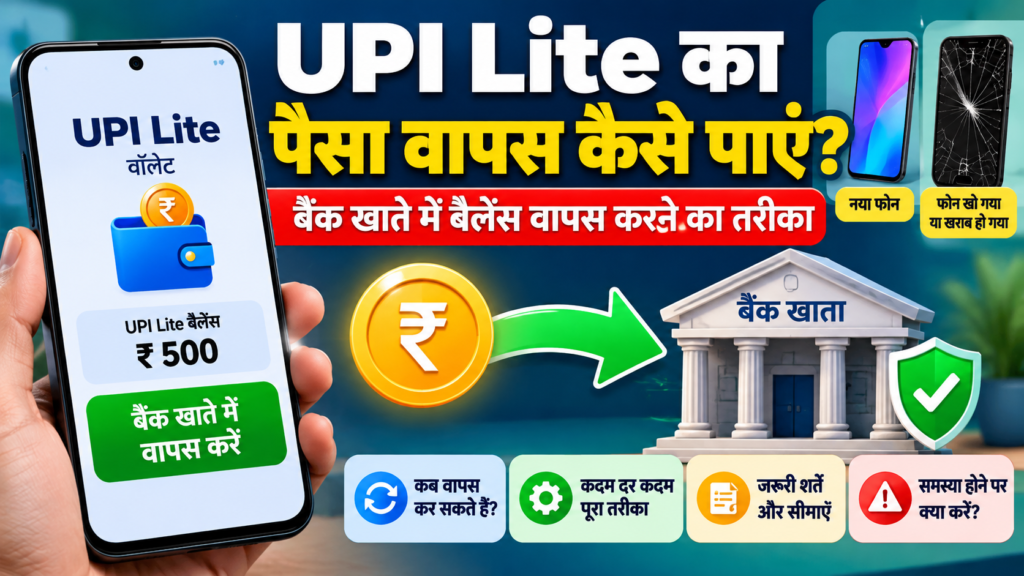 UPI Lite का पैसा वापस कैसे पाएं और बैंक खाते में बैलेंस भेजें